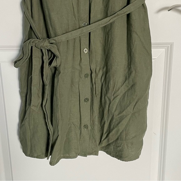 Abercrombie & Fitch Green Linen Blend Button Down Shirt Dress - 35043 - Picture 7 of 16